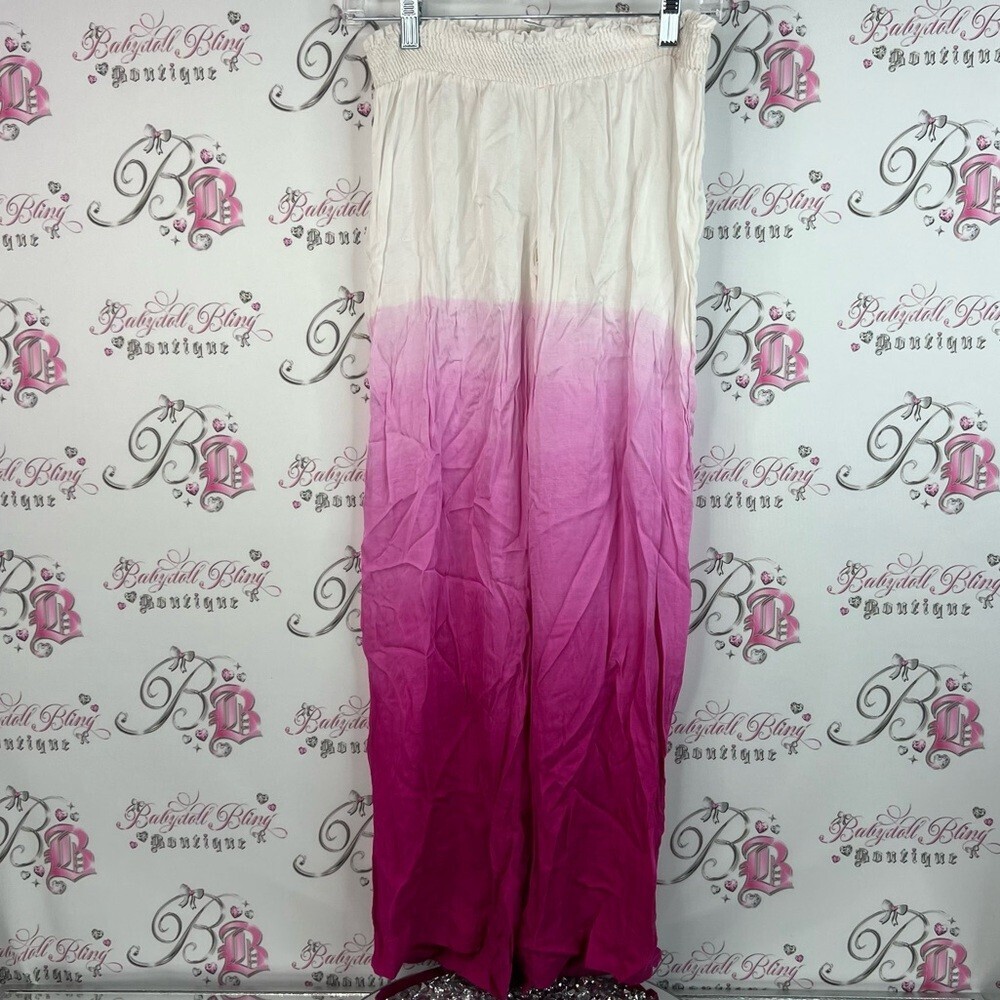 Ludi pants wide leg flowy flare ombré pink Chic Gradient Women's Flare Pants